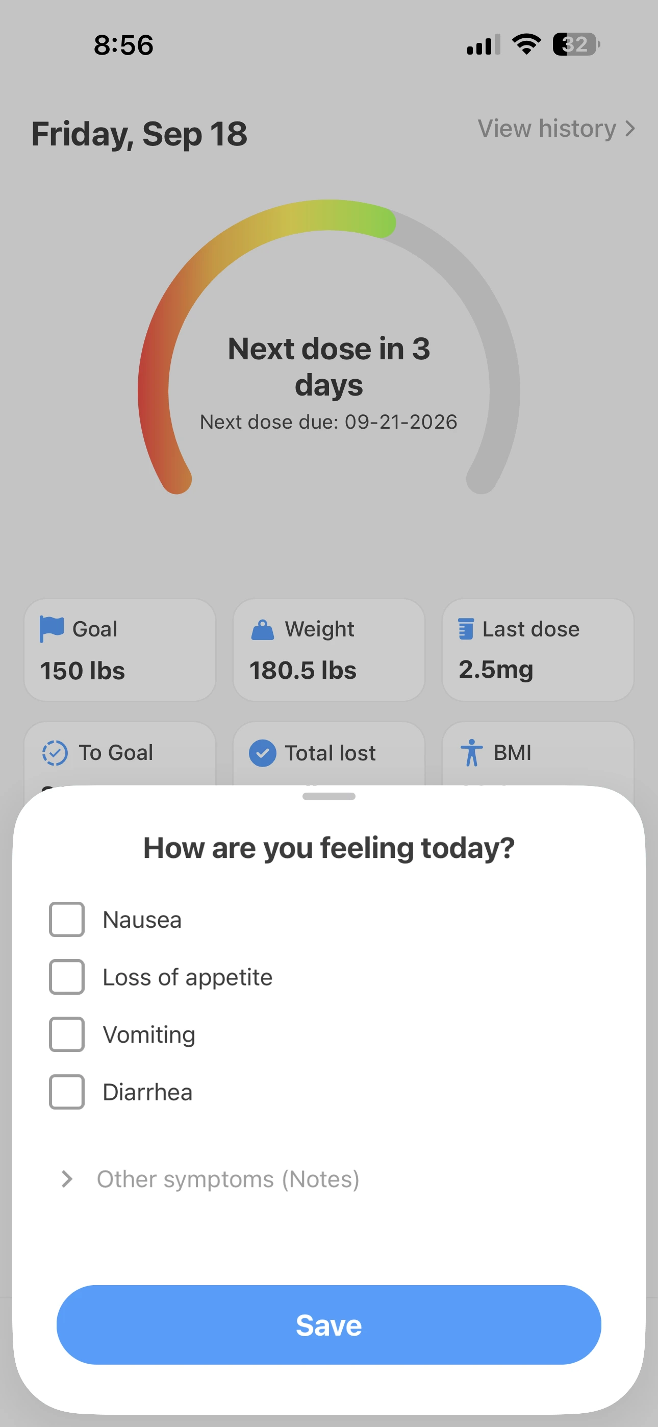 Log how you feel with Kilost’s symptom check-in.